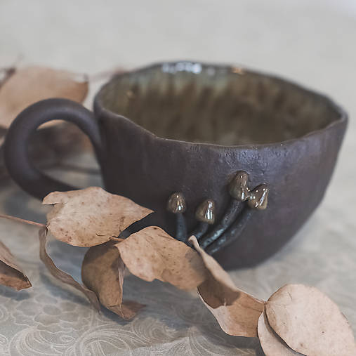 Nádoby - Hrníček houbičkový (Zelená) - 16711147_