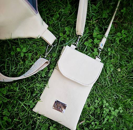 Kabelky - Minibag na mobil béžový  - 16711320_