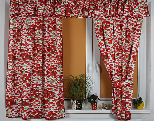 Úžitkový textil - Záves červené maky - 16711694_