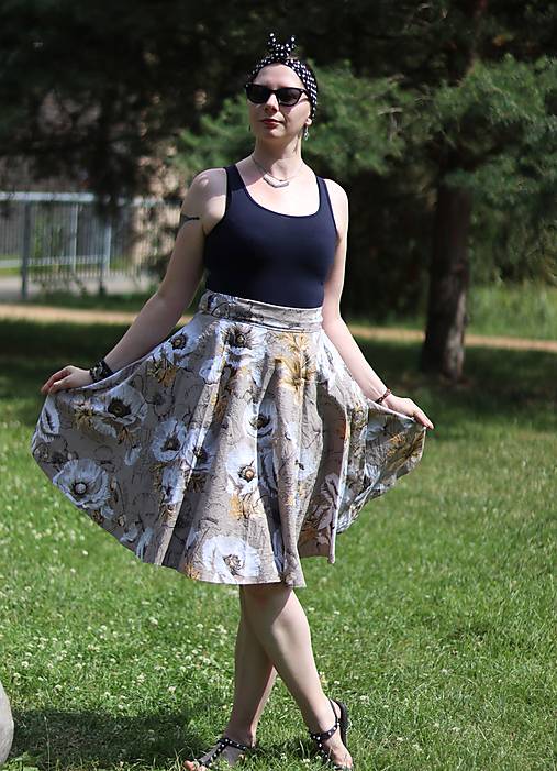 Sukne - Zavinovací sukně máky na béžové - 16714814_