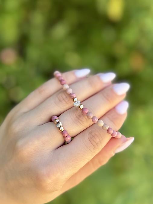 Sada Duševnej a Materiálnej hojnosti - Diamant a Rodonit-náramok a prsteň