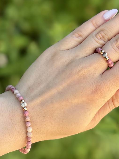 Sada Duševnej a Materiálnej hojnosti - Diamant a Rodonit-náramok a prsteň