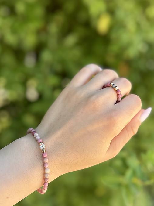 Sada Duševnej a Materiálnej hojnosti - Diamant a Rodonit-náramok a prsteň