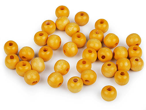 Drevené korálky, Ø 10 mm, 30 ks (žltá)