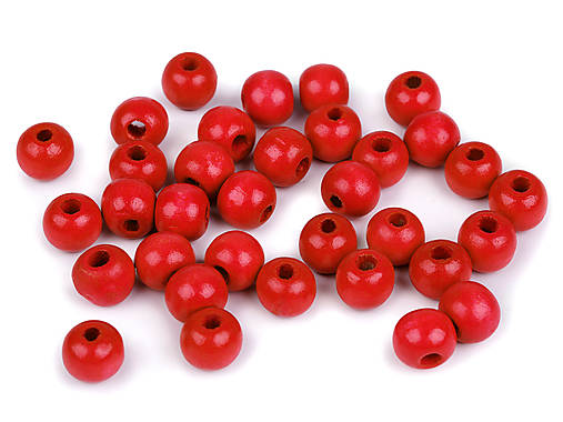 Drevené korálky, Ø 10 mm, 30 ks (červená)