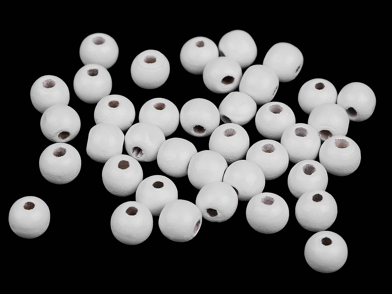 Drevené korálky, Ø 10 mm, 30 ks (biela)