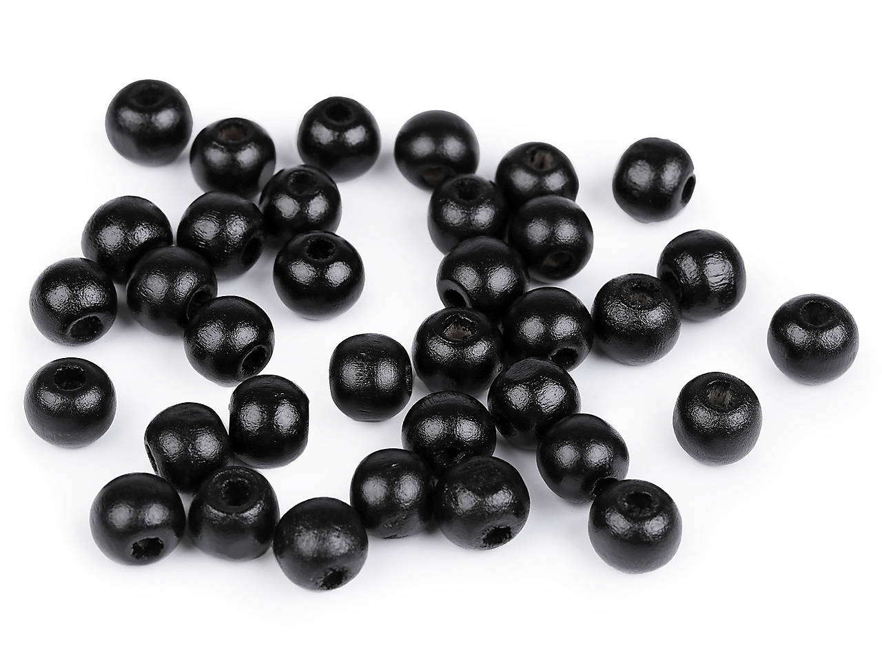Drevené korálky, Ø 10 mm, 30 ks (čierna)