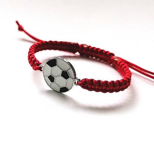 Náramky - Náramok futbal detský (červená) - 16719894_