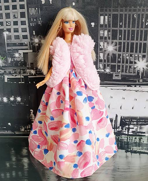 Ružová kožušinová vesta pre Barbie