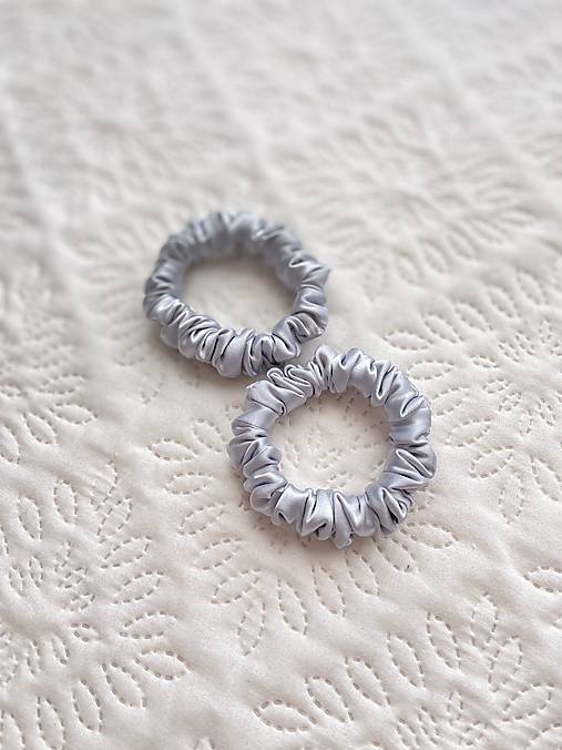 Ozdoby do vlasov - Scrunchie mini slim silver 2ks - 16719989_