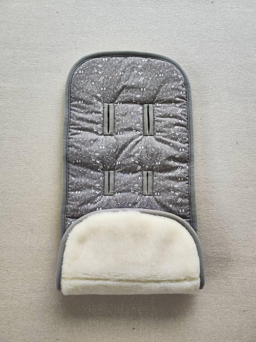 Detský textil - Vlnienka podložka do kočíka KinderKraft  XMOOV 3v 1 100% merino top super wash Natural Zvieratká šedé  - 16723249_