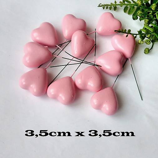Polotovary - Ružové srdiečko na drôtiku 2,5cmx2,5cm - 1ks - 16722123_
