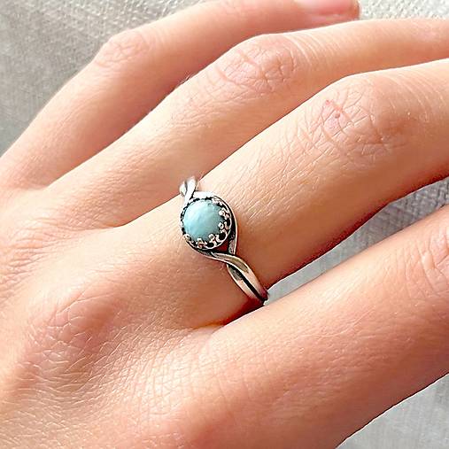 Larimar Antique Silver Ring  / Vintage prsteň s larimarom E033