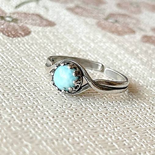 Larimar Antique Silver Ring  / Vintage prsteň s larimarom E033