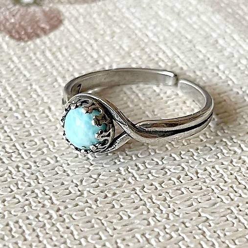 Larimar Antique Silver Ring  / Vintage prsteň s larimarom E033