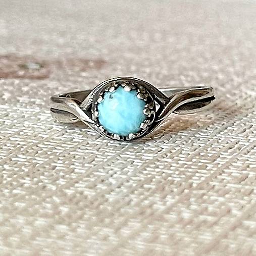 Larimar Antique Silver Ring  / Vintage prsteň s larimarom E033