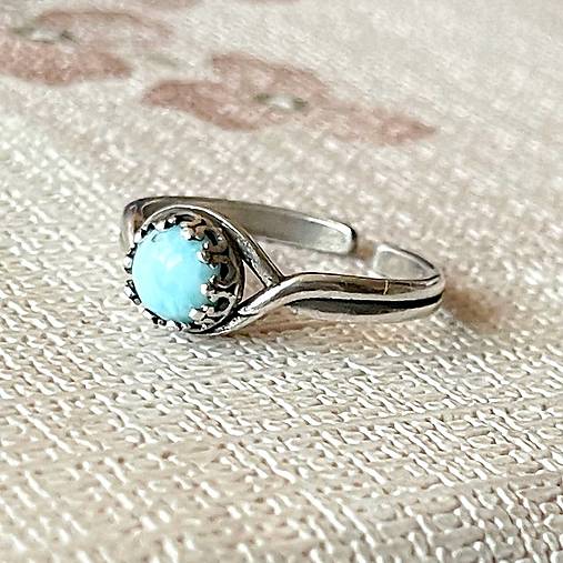 Larimar Antique Silver Ring  / Vintage prsteň s larimarom E033