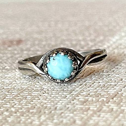 Larimar Antique Silver Ring  / Vintage prsteň s larimarom E033