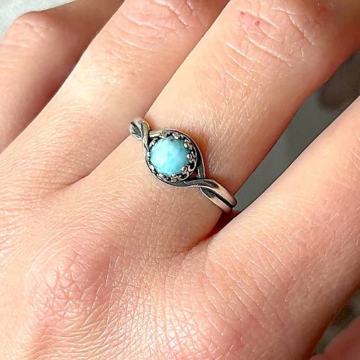 Larimar Antique Silver Ring  / Vintage prsteň s larimarom E033