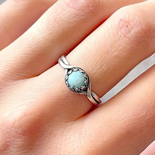 Larimar Antique Silver Ring  / Vintage prsteň s larimarom E033