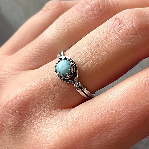 Larimar Antique Silver Ring  / Vintage prsteň s larimarom E033