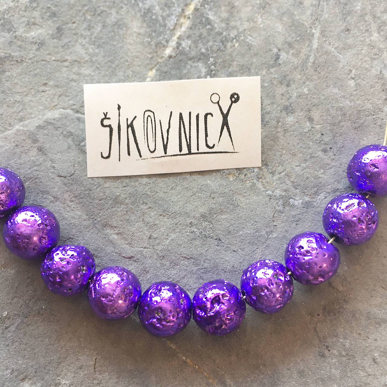 Pokovená láva, minerálne korálky 8mm, cena za 10 ks, (m205)