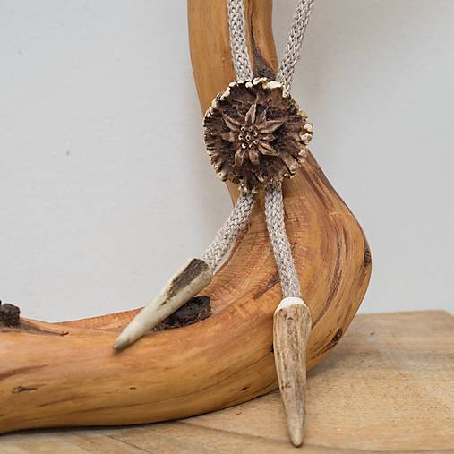 Pánske doplnky - poľovnícka bolo kravata s plesnivcom - 16725385_