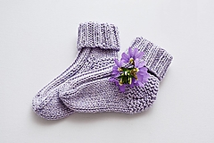 Detské topánky - Ponožky pre bábätko - COTTON MERINO pastel  (Fialová) - 16727832_