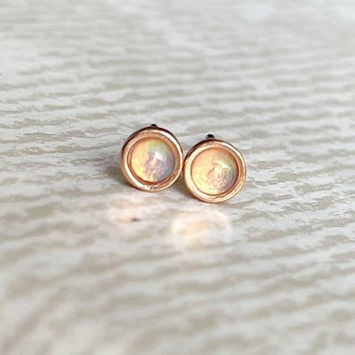 Opal Ag925 Rose Gold Plated Stud Earrings / Náušnice s opálmi AG925 pozlátené E043