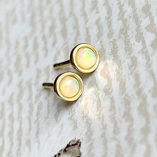 Opal Ag925 Gold Plated Stud Earrings / Náušnice s opálmi AG925 pozlátené E043