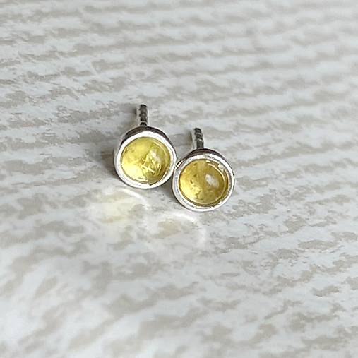 Yellow Tourmaline Ag925 Stud Earrings / Náušnice so žltými turmalínmi AG925 E043