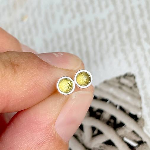 Yellow Tourmaline Ag925 Stud Earrings / Náušnice so žltými turmalínmi AG925 E043