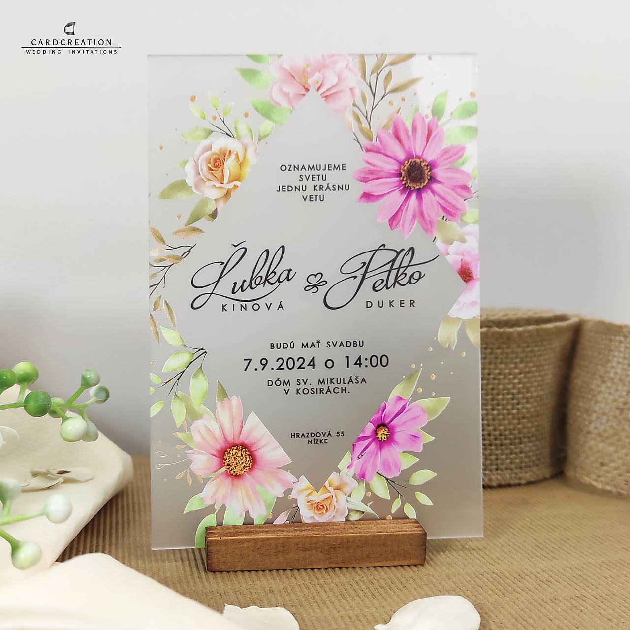 Transparentné svadobné oznámenie N20221DA