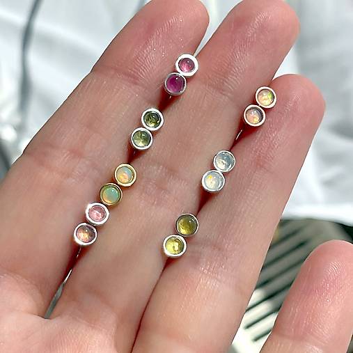 Ethiopian Opal Ag925 Stud Earrings / Náušnice s opálmi AG925 E043