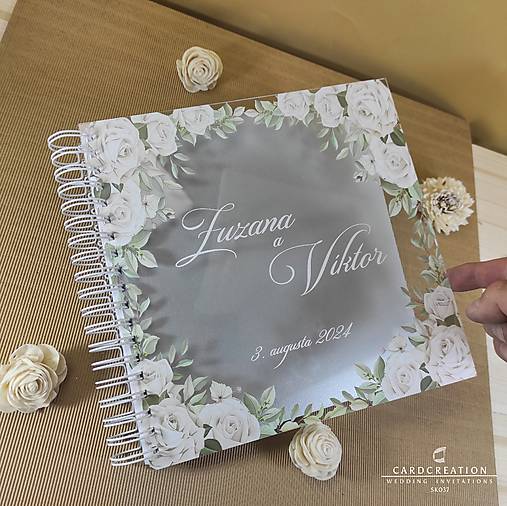 Svadobná kniha hostí pekných spomienok SK037  ( biele ruže )