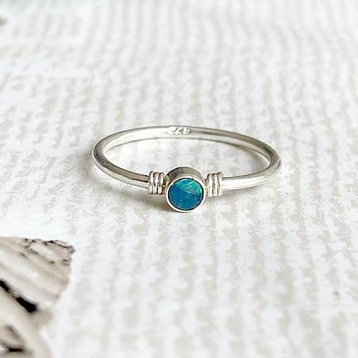 Elegant Dark Blue Australian Opal Ring Silver Ag 925 / Strieborný prsteň s austrálskym modrým opálom E044