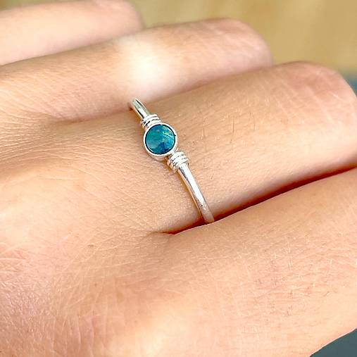 Elegant Dark Blue Australian Opal Ring Silver Ag 925 / Strieborný prsteň s austrálskym modrým opálom E044