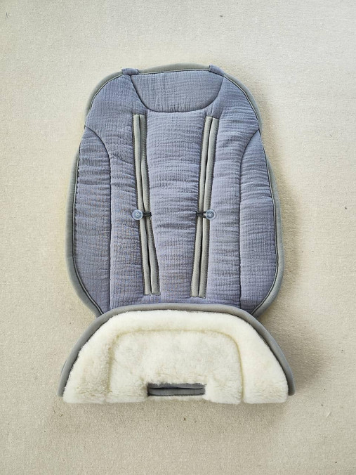 Detský textil - Vlnienka Podložka do kočíka Cybex Priam 100% Merino top super wash Natural 100% Mušelin grey - 16733934_