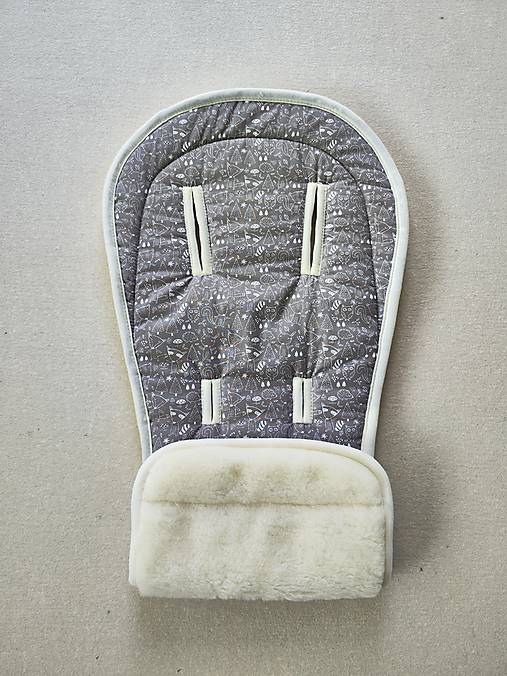 Detský textil - Vlnienka podložka do kočíka BABY JOGGER summit x3 100 % merino Top Super Wash Natural Zvieratká šedé - 16733951_