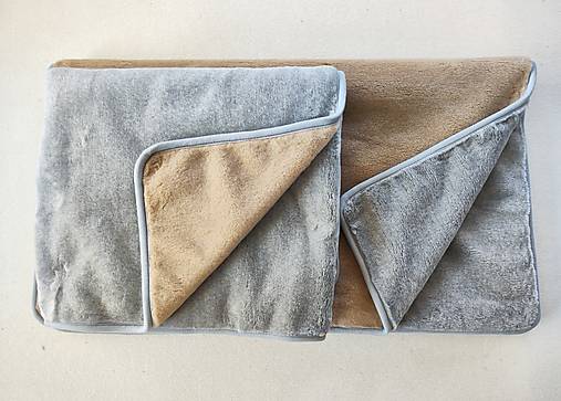 Úžitkový textil - VLNIENKA prehoz na gauč VELVET acryl Grey and Cappuccino dvojitý ušijeme podľa vlastných rozmerov - 16736701_