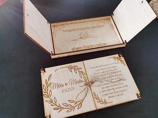 Papiernictvo - Krabička - obálka na peniažky - gravírované aj vnútro  - 16736016_