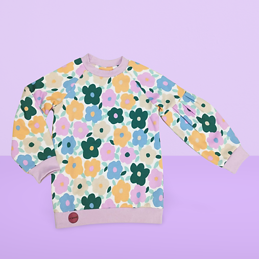 Detské oblečenie - Detská mikina s puff rukávom - flowers white - 16735728_
