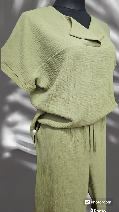 Blúzky a košele - Mušelínový top s nohavicami  - 16735189_