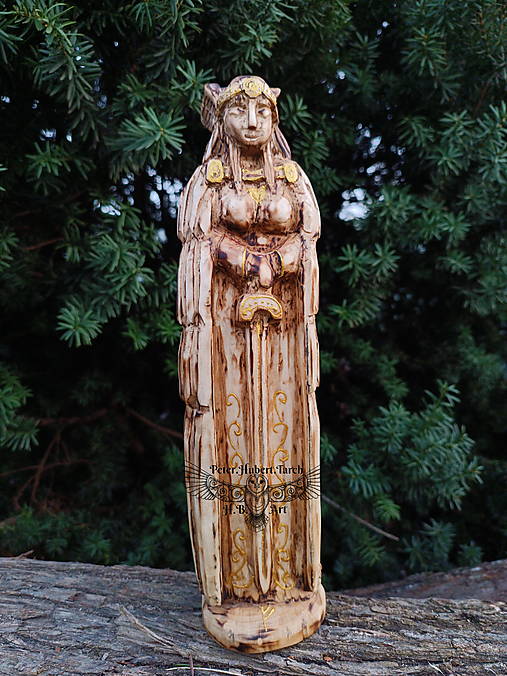 Sochy - FREYA - Freyja - drevená soška - viking wooden statue - 16737133_