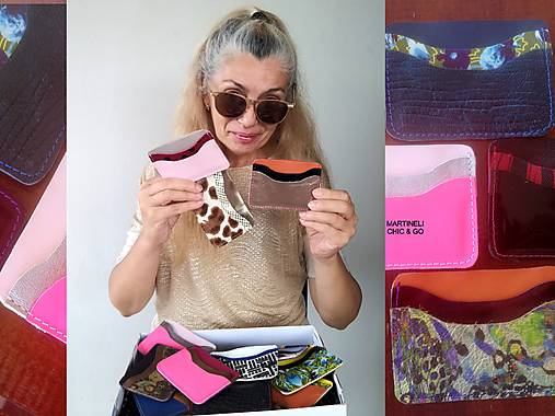 Peňaženky - Mini kožený puzdro na karty, CARD HOLDER, farebný držiak na kreditné karty (Modrá) - 16738715_