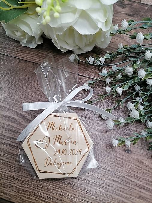 Magnetky - Svadobná magnetka pre hostí zabalená - 16738736_