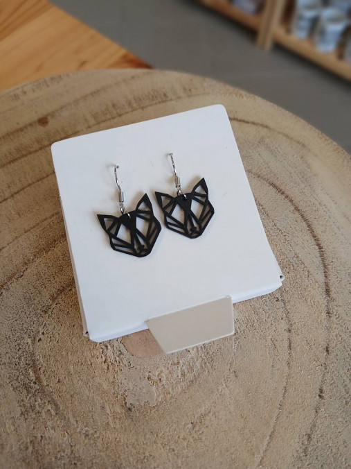 Drevené náušnice Kovové náušnice Black Foxy Earrings