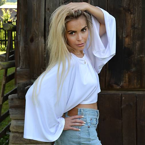 Topy, tričká, tielka - Bambusové tričko MELANIE biele - 16740608_