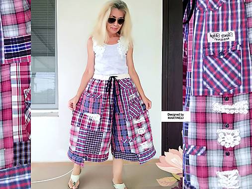 Nohavice -  Červené capris nohavice - XL/2XL Voľné nohavice nadmernej veľkosti - 16743582_
