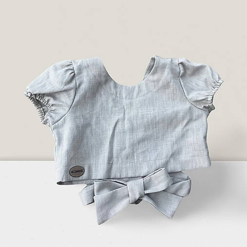 Topy, tričká, tielka - Detský ľanový zavinovací top beige - 16747178_
